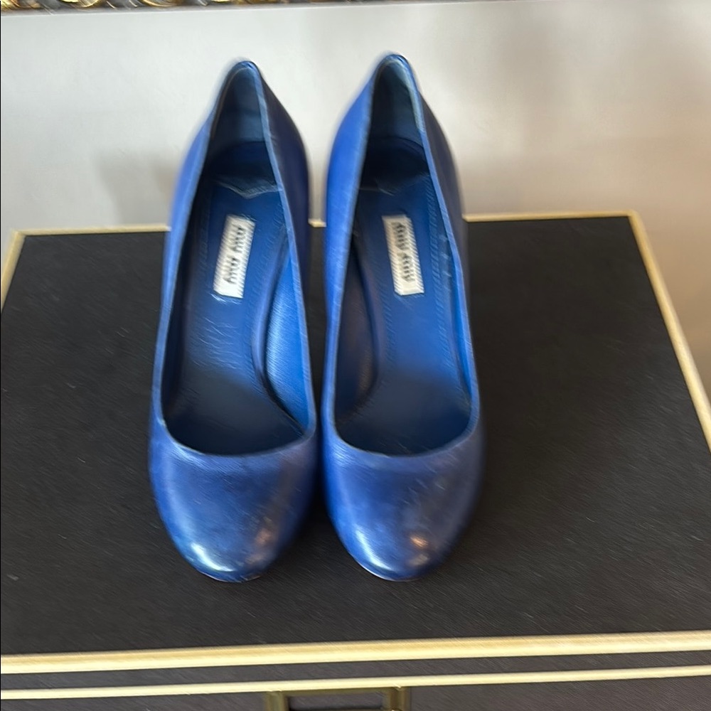 Miu Miu Blue Heeled Shoes matte leather 7.5